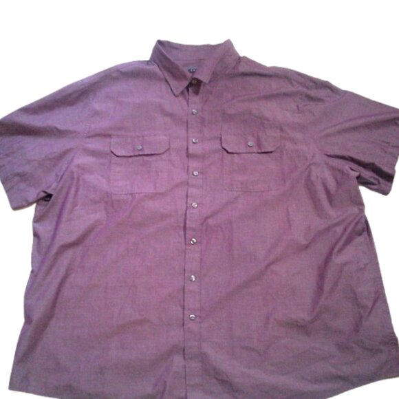 Synrgy by DXL Button up 4XL Maroon Shirt Casual Button Front Short Sleeve Shirt - Picture 4 of 6